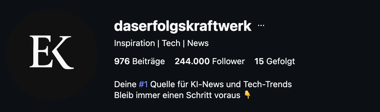 Instagram-Profil @daserfolgskraftwerk